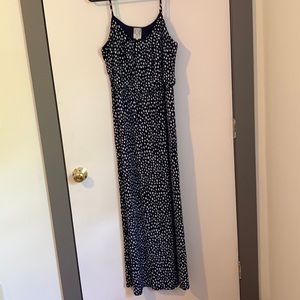 Dark Blue and White Polka Dots Summer Dress